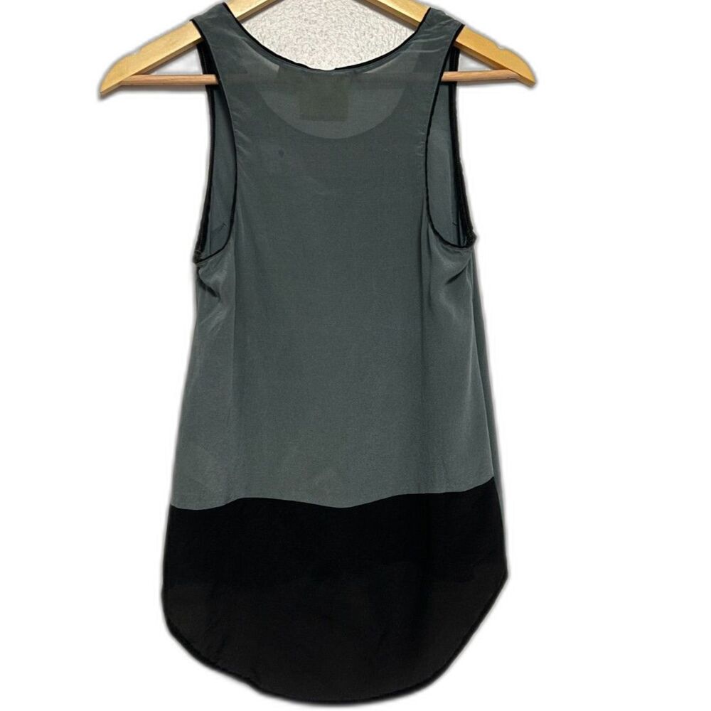Anthropologie Maeve 100% Silk Colorblock High Low Tank Top Gray Black Blouse 4 - Picture 5 of 9